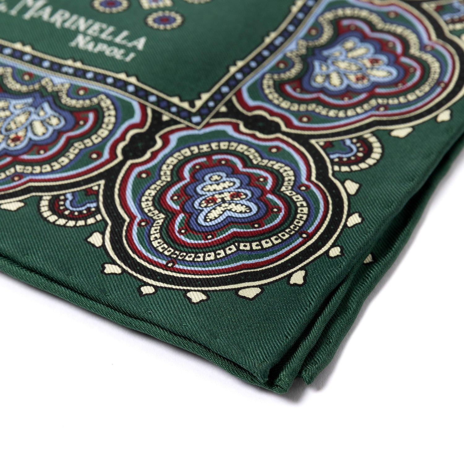 Gemustertes Pochette aus reiner englischer Seide - Handrolliert